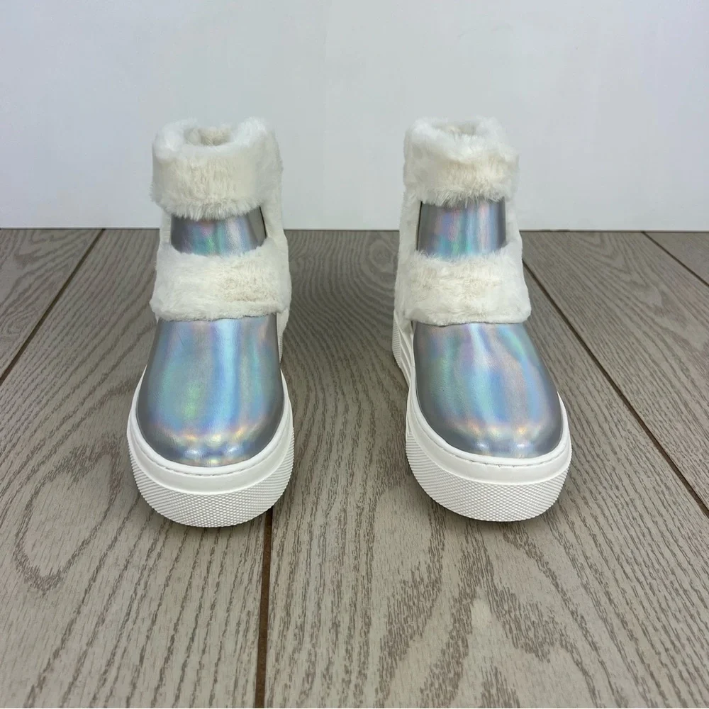 Steve Madden Girls Bunny Little Kid/Big Kid Boots Iridescent Silver $70